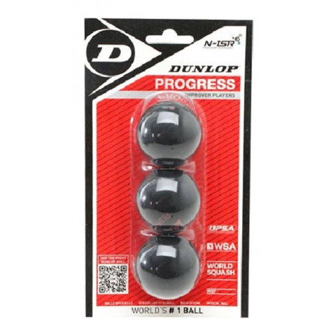 Bolas Squash Dunlop PROGRESS (Punto Rojo) Blister x3
