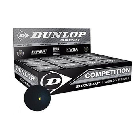 Bolas Squash Dunlop COMPETITION (Punto Amarillo) x12
