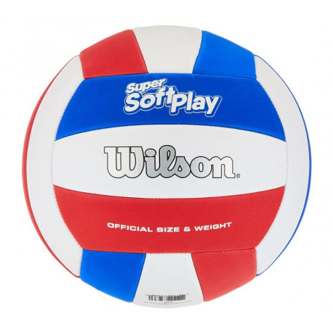Balón Voleibol Wilson Super Soft Play SMU Blanco Azul Rojo