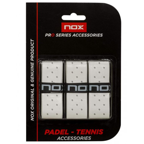 Overgrips Pádel Nox Pro Perforados Blanco Blíster 3u