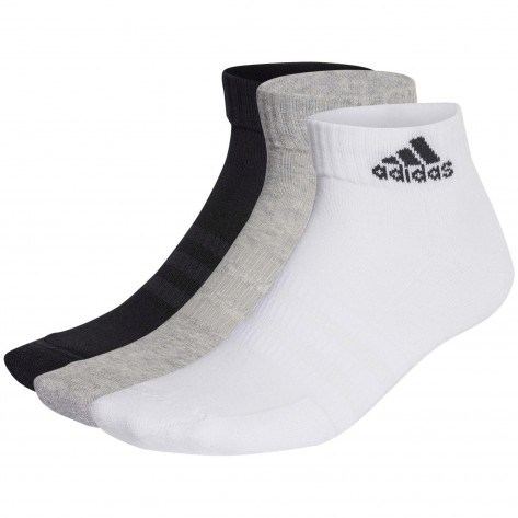 Calcetines adidas Tobilleros Cushioned 3u Blanco/Negro/Gris