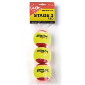 Pelotas Mini Dunlop Tenis STAGE 3 RED x3
