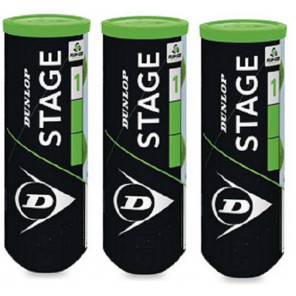 Pelotas Tenis Dunlop STAGE 1 Verde Pack 9 (3x3)