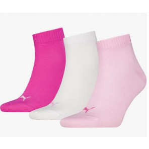 Calcetines Puma Unisex Quarter Pack 3 pares Rosa/Blanco/Rosa