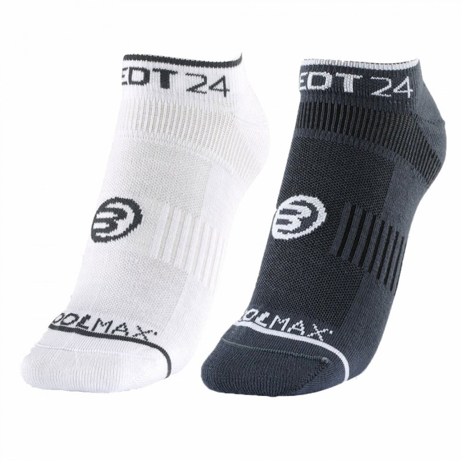 Calcetines Bullpadel Tobilleros BP24PRW Blanco/Marino 2 Pares