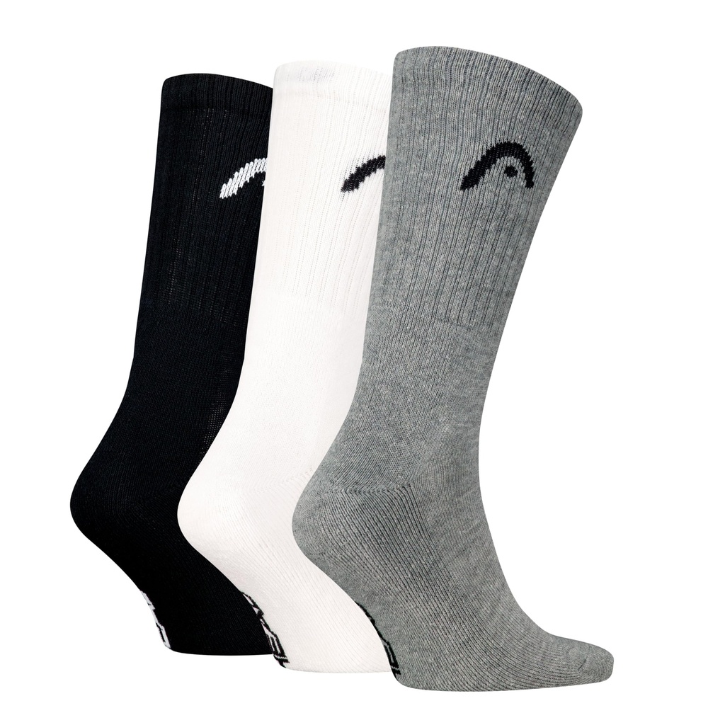 Calcetines Head Training Crew 3 Pares Blanco/Negro/Gris