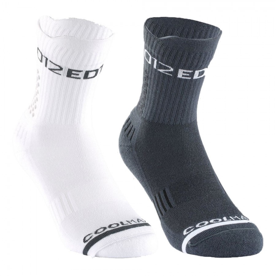 Calcetines Bullpadel Crew BP24PRM Blanco/Marino 2 Pares Talla 42/44