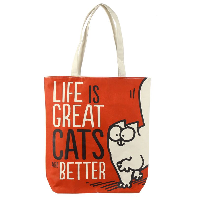 Bolso de Algodón con Forro y Cremallera Gato Simon's Cat