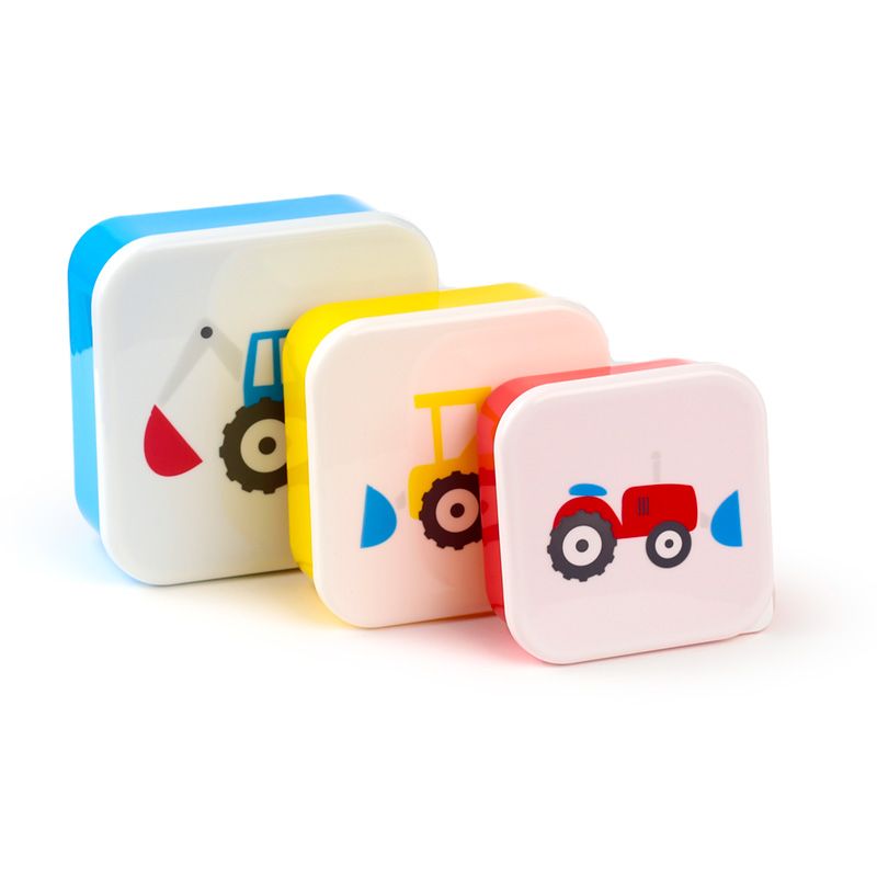 Set de 3 Fiambreras Táper Infantiles M/L/XL Pequeños Tractores