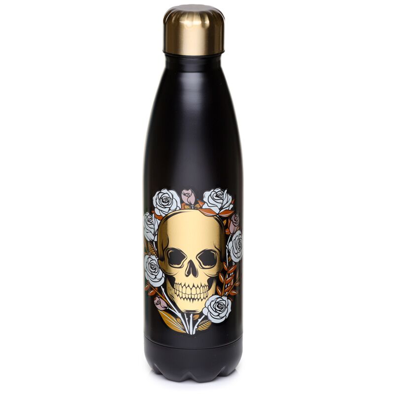 Botella Térmica de Acero Inoxidable Calavera y Rosas 500ml