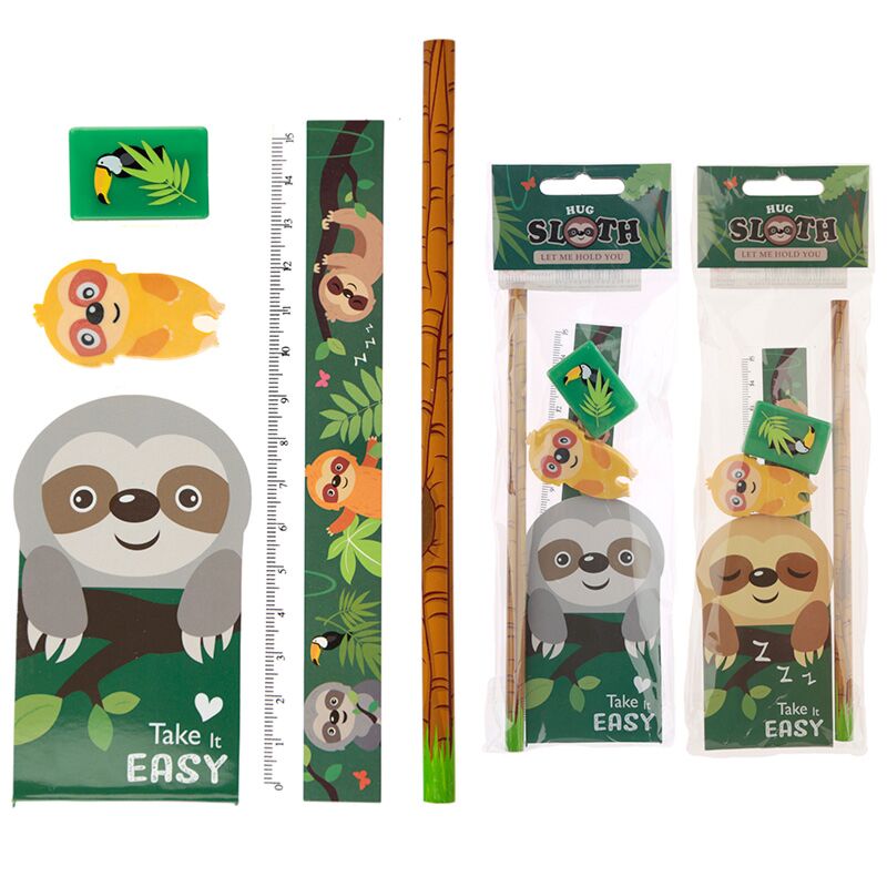 Set de 5 Piezas de Papelería Oso Perezoso