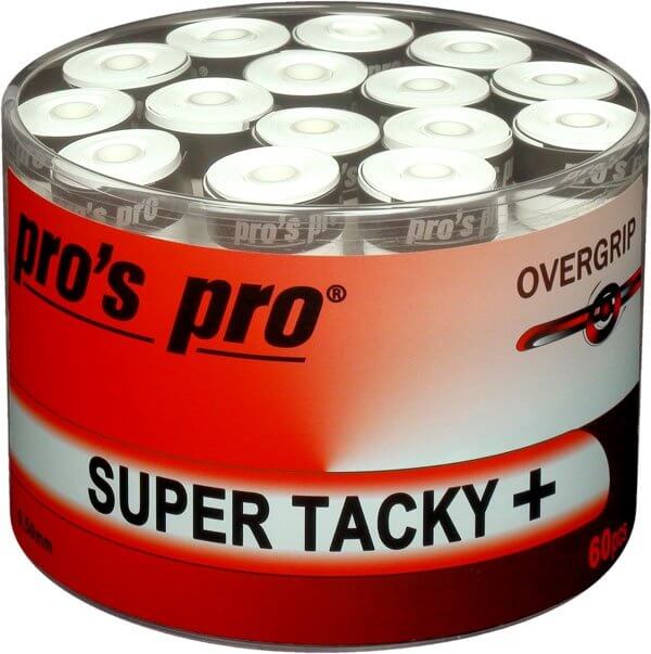 Overgrips Pro's Pro Super Tacky Plus Tambor 60 Unidades Blanco