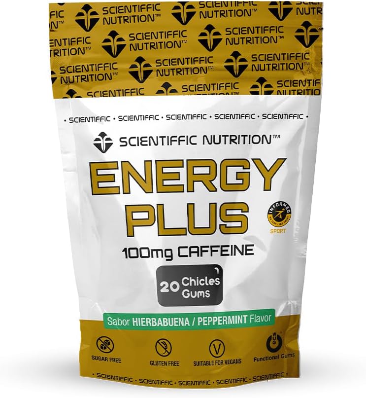 Chicles Energy Plus con 100mg de Cafeína Sabor Hierbabuena 20 Unidades