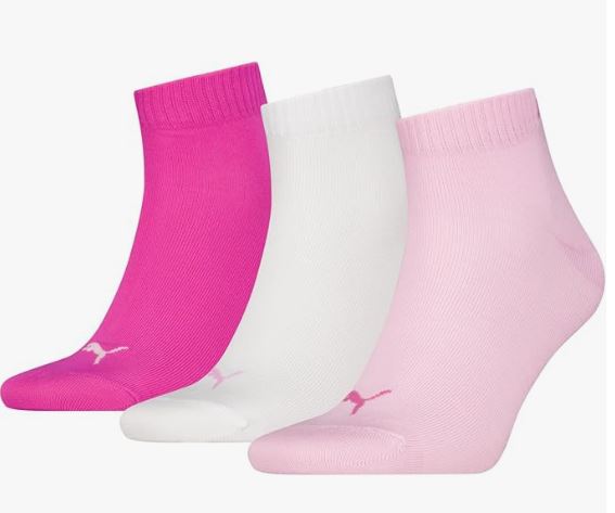 Calcetines Puma Unisex Quarter Pack 3 pares Rosa/Blanco/Rosa