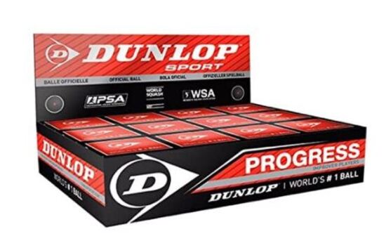 Bolas Squash Dunlop PROGRESS Punto Rojo 12 BOLAS (K)