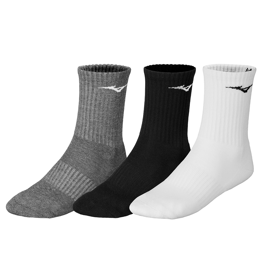 Calcetines Mizuno Training Crew 3 Pares Blanco/Negro/Gris