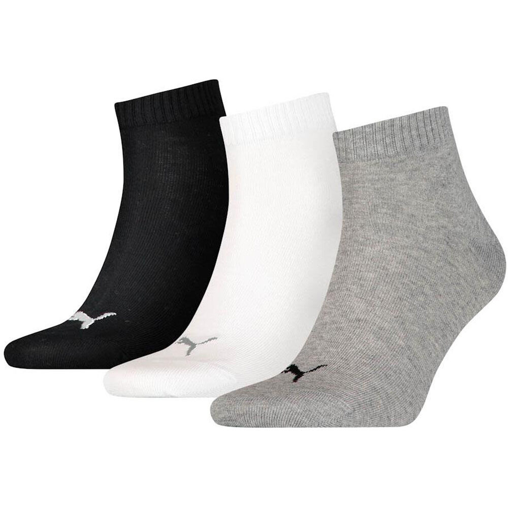 Calcetines Puma Unisex Quarter Pack 3 Pares Blanco/Negro/Gris