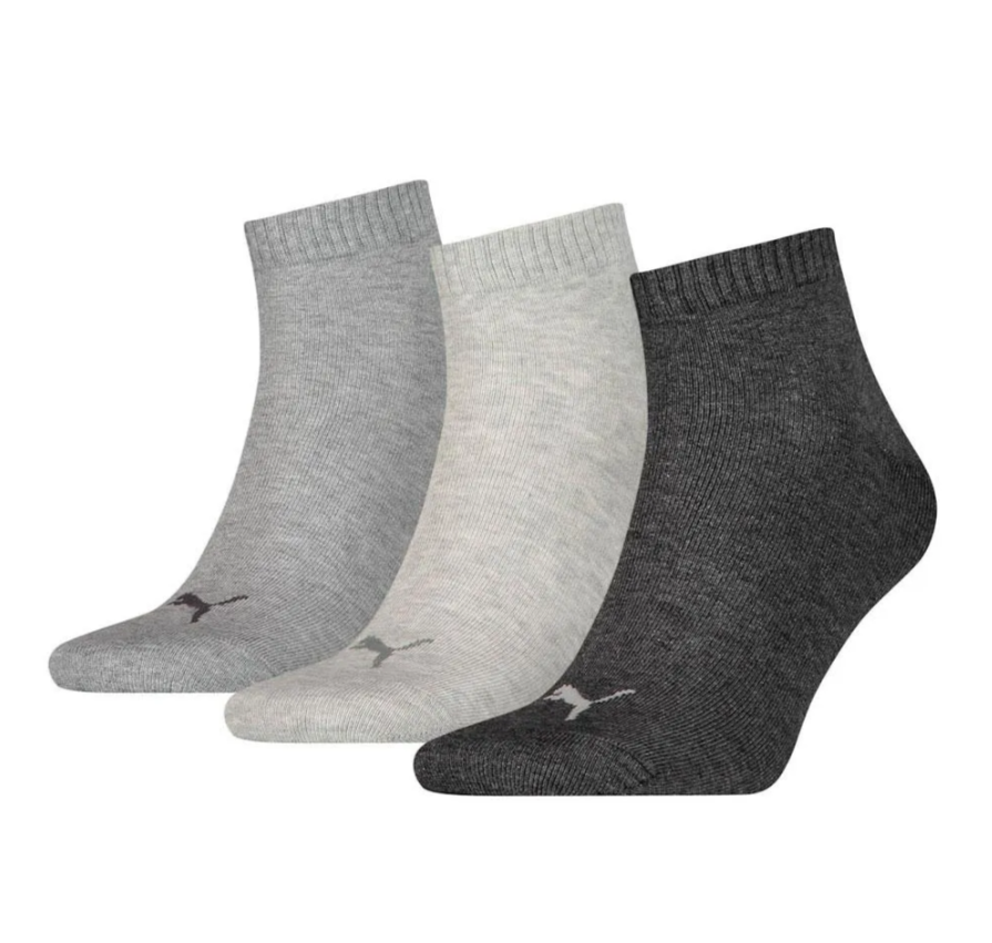 Calcetines Puma Unisex Quarter Pack 3 Pares Gris/Antracita