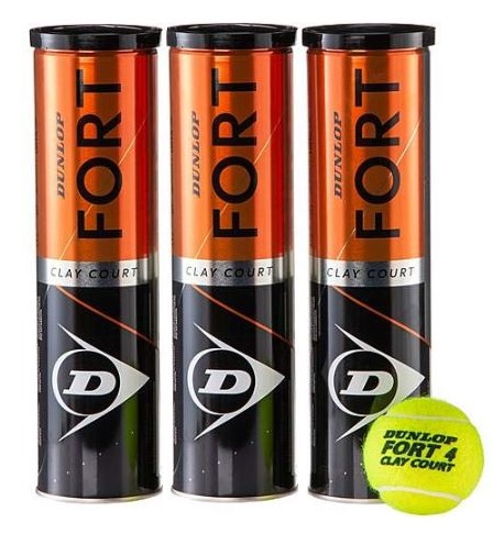 Pelotas Tenis Dunlop FORT CLAY COURT 3 botes de 4 pelotas (K)