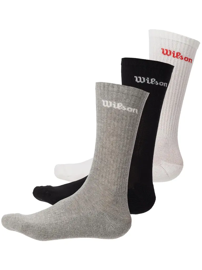 Calcetines Wilson U Crew Logo 3 Pares Blanco/Negro/Gris