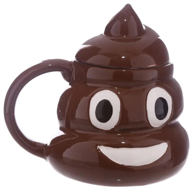 Taza de Cerámica 3D con Forma y Tapa Forma Emotive / Emoticono Caca 