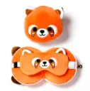 Almohada de Viaje con Antifaz Relaxeazzz Oso Panda Rojo