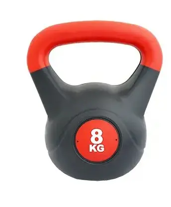 Pesas Rusas Kettlebell PVC Rojo Negro 8 kg