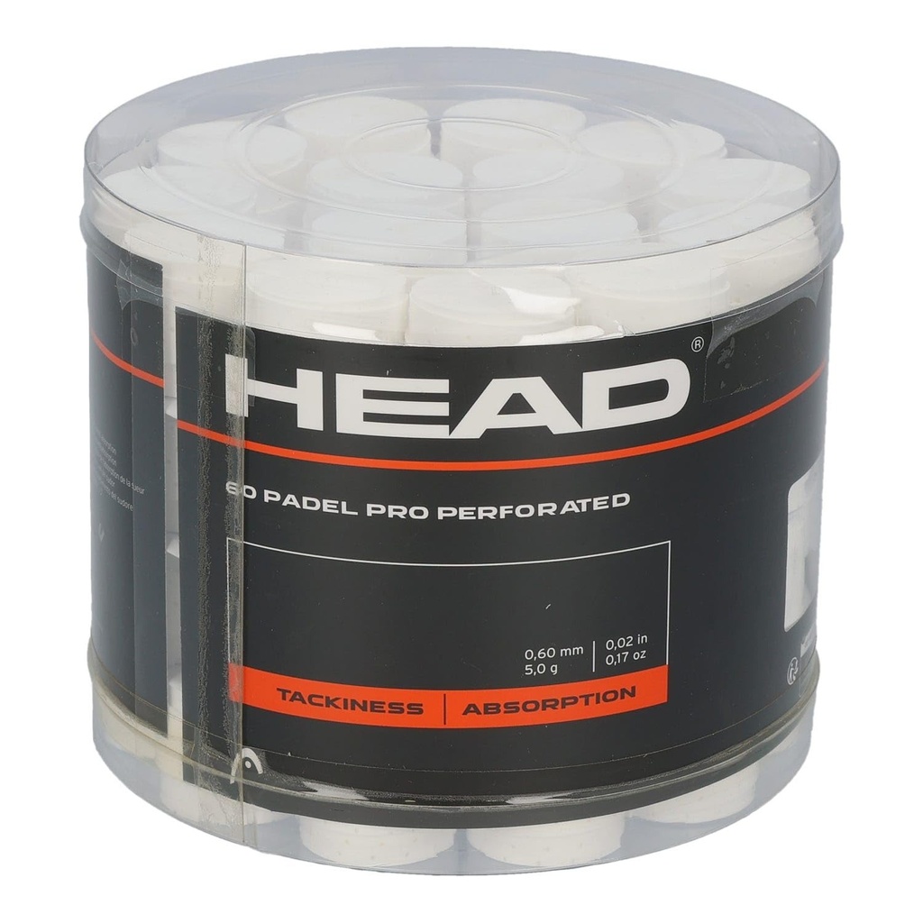 Overgrips Pádel Head Pro Perforado 60u Blancos 