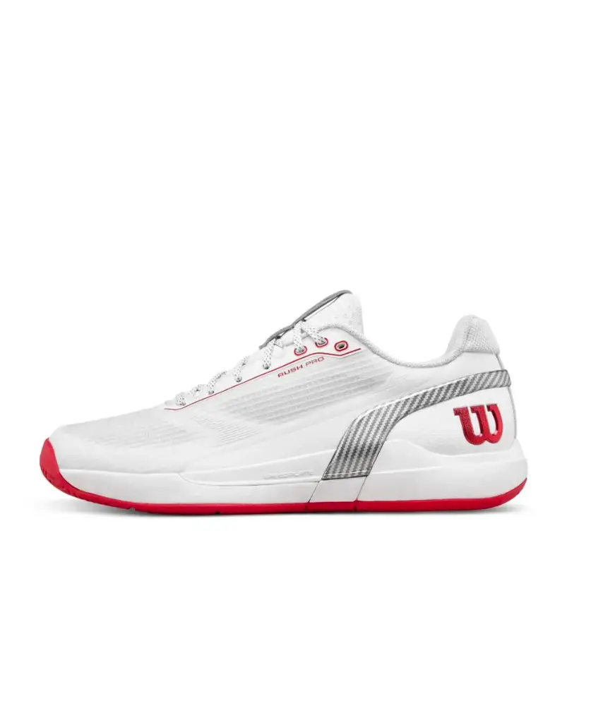 Zapatillas Wilson Rush Pro 5 Hombre Blanco/Rojo