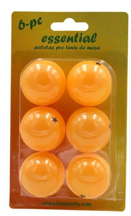 Pelotas Ping Pong PVC Blíster 6 Pelotas Naranja