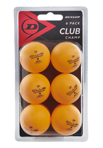 Pelotas Tenis Mesa Dunlop Club Champ Blíster 6 Naranja