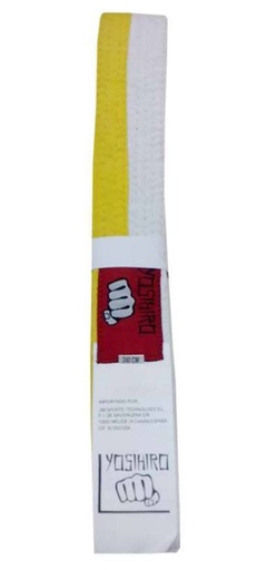 [81509003-BL/AM] Cinturón Karate Judo Yosihiro Algodón Junior Blanco Amarillo