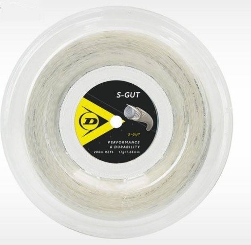 [D100CRD1016-BL-132] Cordaje Tenis Dunlop S-GUT 200 m 1.32mm Blanco