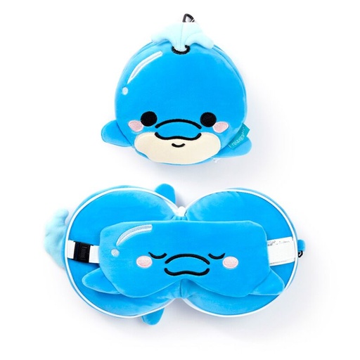 [DAC0814-1] Almohada de Viaje con Antifaz Relaxeazzz Adoramals Blu el Delfín