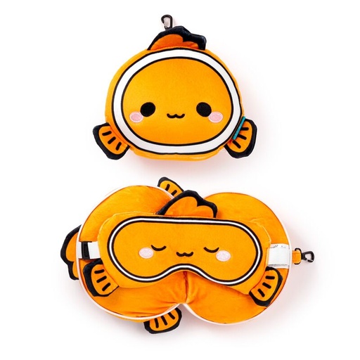 [DAC0815-1] Almohada de Viaje con Antifaz Relaxeazzz Adoramals Finley el Pez Payaso