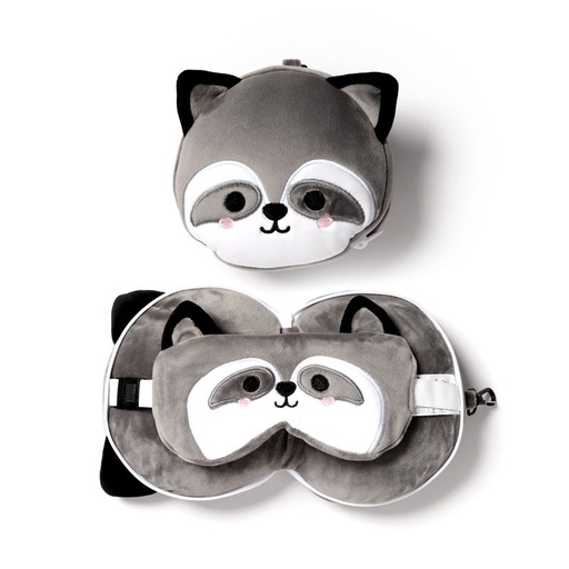 [DAC0449-1] Almohada de Viaje con Antifaz Relaxeazzz Mapache Adoramals