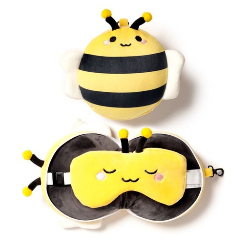 [DAC0864-1] Almohada de Viaje con Antifaz Relaxeazzz Abeja Adoramals Adorabugs