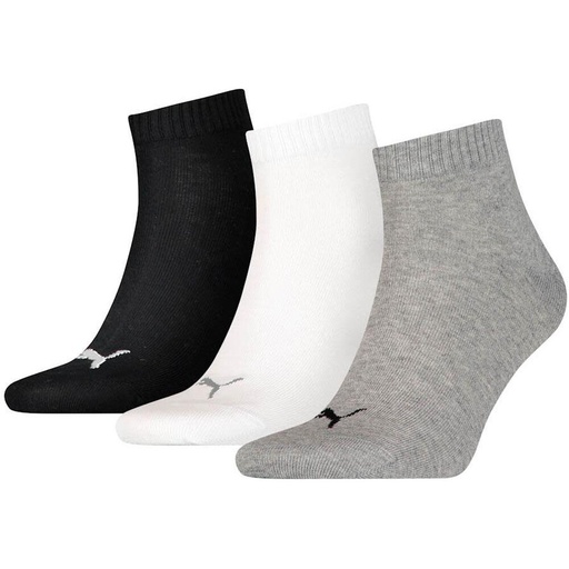 [DAC0826] Calcetines Puma Unisex Quarter Pack 3 Pares Blanco/Negro/Gris