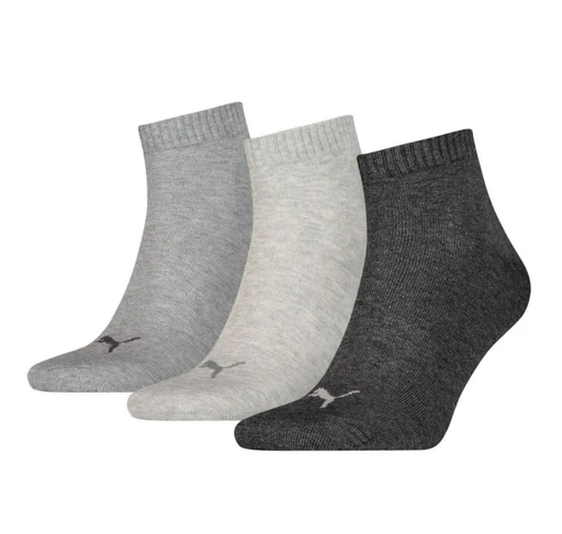 Calcetines Puma Unisex Quarter Pack 3 Pares Gris/Antracita