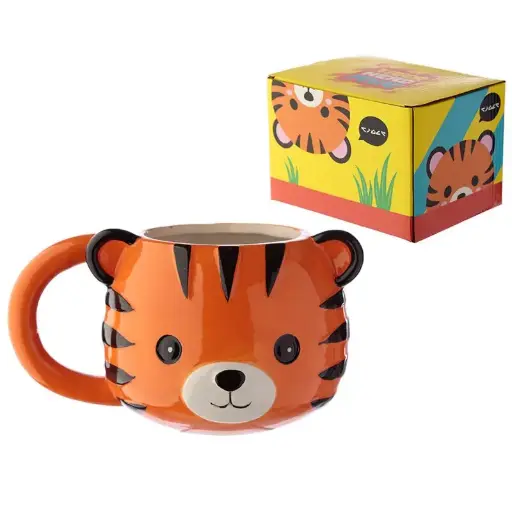 [DAC1435] Taza de Cerámica 3D con Forma Tigre Animales Adorables Adoramals 