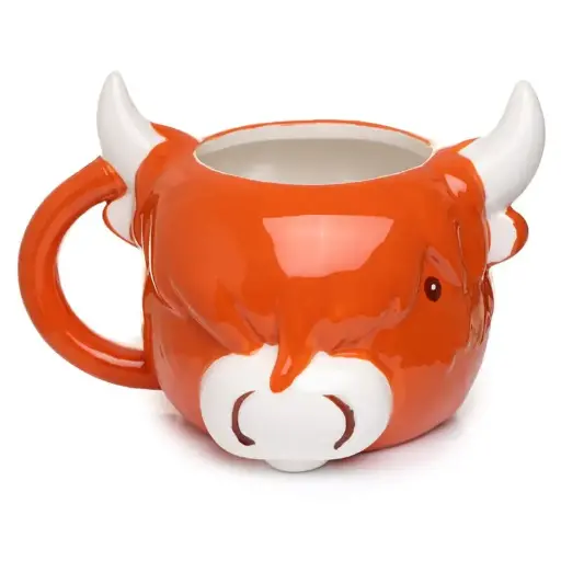 [DAC1449] Taza de Cerámica 3D con Forma Vaca Escocesa de las Highlands Coo 