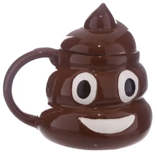 [DAC1451] Taza de Cerámica 3D con Forma y Tapa Forma Emotive / Emoticono Caca 