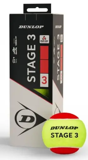 [DAB2441-1] Pelotas Mini Dunlop Tenis STAGE 3 RED Pack 3 pelotas