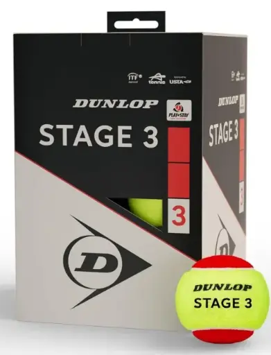 [DAA9943-1] Pelotas Mini Dunlop Tenis STAGE 3 RED Pack 12 pelotas