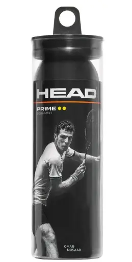 [DAC1575-1] Bolas Squash Head Prime (Doble Punto Amarillo) Bote 3 Pelotas