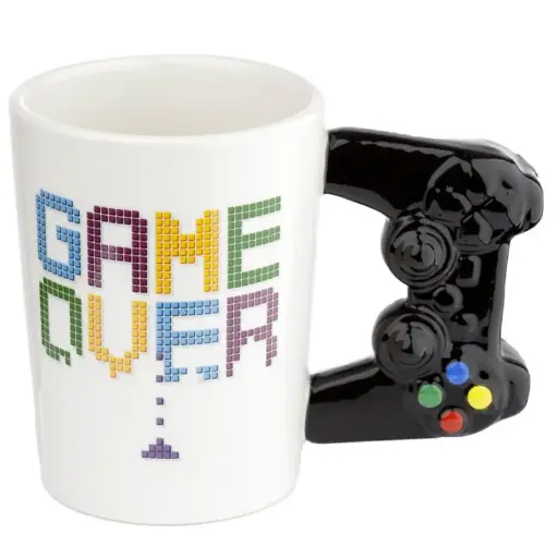 [DAC1729] Taza de Cerámica Asa con Forma de Mando Videojuegos Game Over 