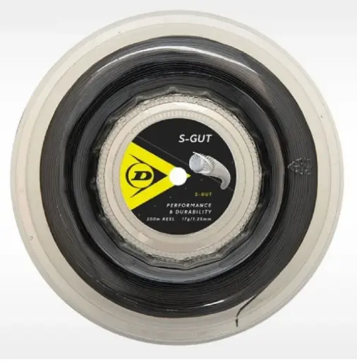 [D100CRD1016-NE-125] Cordaje Tenis Dunlop S-GUT 200 m 1.25mm Negro