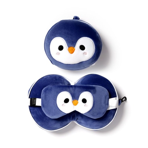 [DAC0345-1] Almohada de Viaje con Antifaz Relaxeazzz Adoramals - Pingüino
