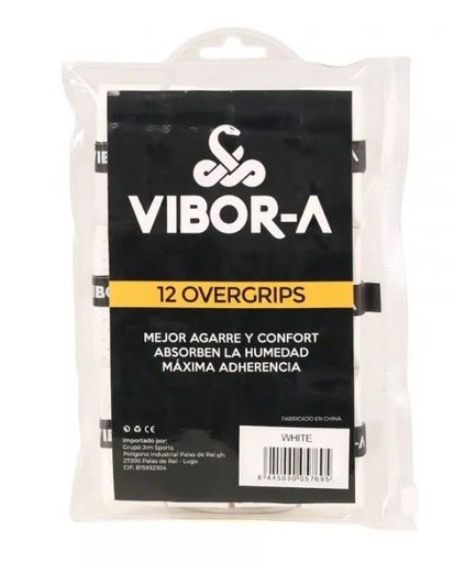 [DAB0820-BL] Overgrips Pádel Vibor-A Perforados Blíster 12u Blanco