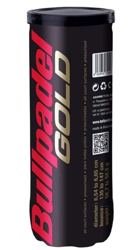 [DAA9509] Pelotas Pádel Bullpadel Premium Gold 3 pelotas